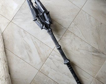 Bastón de Sauron / Accesorio inspirado en el Señor Oscuro / Réplica de bastón de fantasía / Pieza de cosplay y exhibición / Decoración de mago medieval