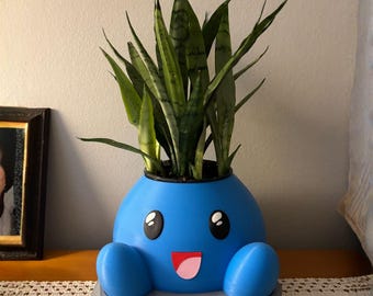 Maceta Oddish / Maceta inspirada en Pokémon / Lindo soporte para suculentas / Decoración de escritorio kawaii / Regalo para gamers y amantes de las plantas
