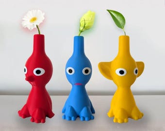 Macetas inspiradas en Pikmin / Set de macetas con forma de criaturas adorables / Decoración para escritorio de juegos / Mini macetas para suculentas y hierbas