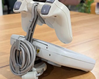 Soporte para consola PS1 con soporte para mando / Exhibidor original de PlayStation / Decoración retro para estantería de videojuegos / Organizador de consolas