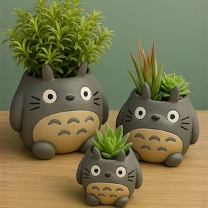 Totoro Plant Pot | Studio Ghibli Inspired Planter | Cute Anime Vase | Succulent Pot | Cottagecore Decor | Gift for Ghibli Fans