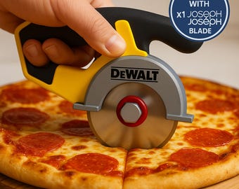 DeWalt Pizza Cutter | Power Tool Inspired Kitchen Gadget | Funny Gift for Builders | Construction Theme Pizza Wheel