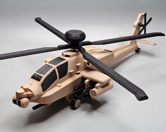 Tarjeta de kit de helicóptero Apache AH-64: construye tu propio modelo 3D / Regalo de avión militar DIY, coleccionable de aviación y regalo para pilotos entusiastas