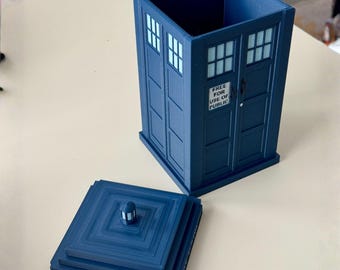 Maceta con tapa en forma de cabina de policía / Maceta friki / Maceta para hierbas o suculentas inspirada en la ciencia ficción / Decoración friki para el hogar