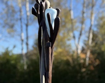 Bastón de mago / Opciones en marrón y blanco / Bastón de Gandalf inspirado en fans / Accesorio de cosplay de fantasía / Bastón de mago / Exhibidor de colección