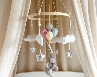 Crochet Hot Air Balloon | Nursery Wall Hanging | Boho Baby Room Decor ...