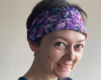 Purple leaves knit headband