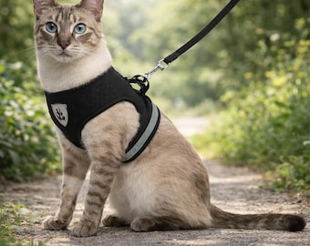 Set guinzaglio e pettorina anti-fuga per gatti – Gilet riflettente regolabile in rete per cani e gatti di piccola taglia, pettorina per passeggiate con cuccioli