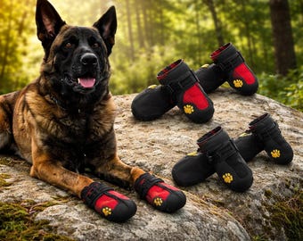 Botas impermeables para perros: cálidas botas de nieve con tiras reflectantes, antideslizantes, para perros medianos y grandes.