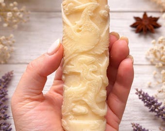 Handmade Phoenix Pillar Candle, Soy-Paraffin or Soy-Beeswax blend, Symbol of Hope