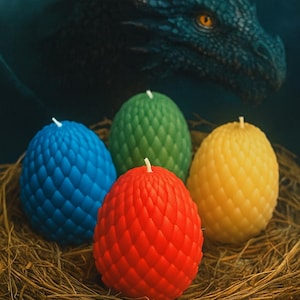 Vela de huevo de dragón hecha a mano, regalo de decoración de fantasía (mezcla de soja y parafina o soja y cera de abejas)