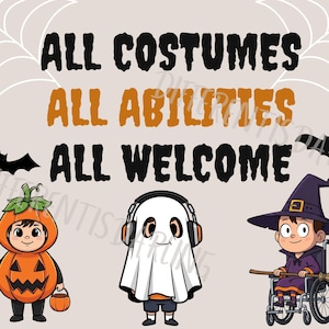 Printable Inclusive Halloween Sign | Digital Download Yard or Window Sign | All Are Welcome | Sensory Autism Halloween