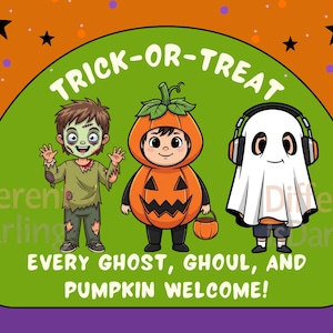 Printable Inclusive Halloween Sign | Digital Download Yard or Window Sign | Trick or Treat All Are Welcome | Sensory Autism Halloween