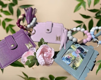 ¡Por tiempo limitado! Tarjetero de piel sintética inspirado en el K-Pop: Cartera de color morado lavanda con borla.