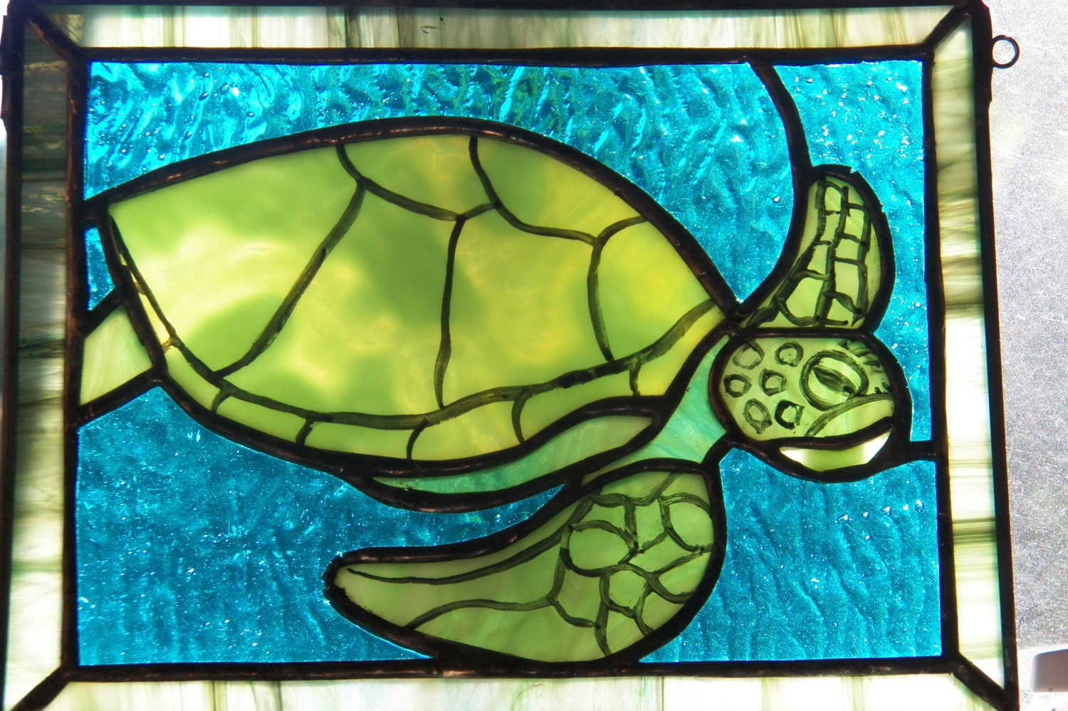 Turtle Stained Glass With Kiln Fired Paint Etsy