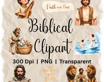 Biblical Characters clipart Watercolor Bible People Whimsy Christian