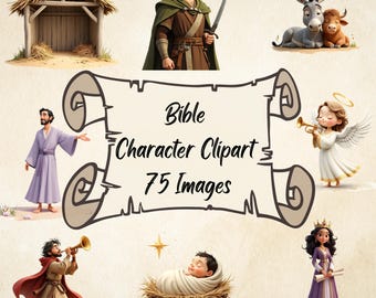 Nativity Scene Watercolor Clipart Bundle | Christmas Bible Art (PNGs)