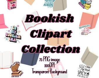 Book Bundle, 75 Book Pngs, Kindle Bookish Stickers