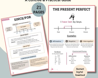 The Present Perfect Tense Printable Worksheets | ESL Grammar Activities, English Teacher Resource, Homeschool & Classroom PDF