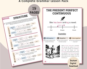 Present Perfect Continuous Tense Worksheets | English Grammar ESL Activities with Answer Keys | Printable PDF & PNG | Classroom Posters