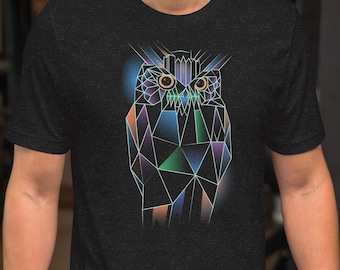 Camiseta unisex con diseño geométrico de búhos
