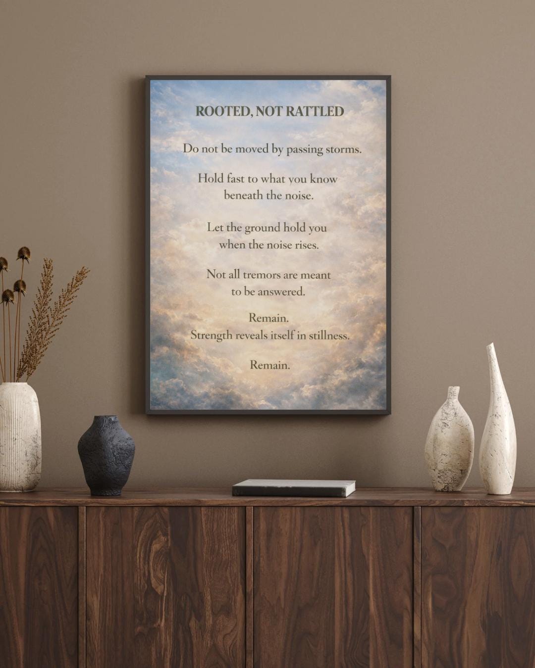 Calm Rattled Rooted Not Rattled Printable Wall Art | Grounding Affirmation Quote ...