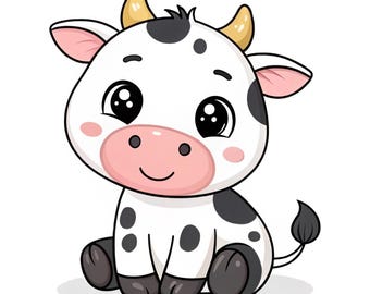 牛のSVG | かわいい牛のSVGクリップアート（農場の動物のカットファイル - svg、png、jpg、pdf、eps、ai、dxf）