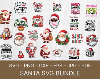 Santa Claus Clipart Bundle: 25 Weihnachts Designs (SVG, PNG, PDF)
