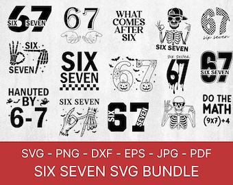 Pacchetto SVG di sei sette meme, divertenti clipart di mani scheletriche (file digitali)