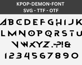 Kpop Demon Hunter Sty .le Fon .t SVG TTF OTF | 太字の幾何学的アルファベットフォント | Cricut & Silhouette カットファイル | ディスプレイ書体をダウンロード