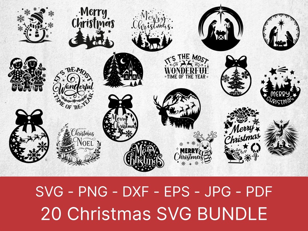 20 Christmas SVG Bundle: Holiday Cut Files for Cricut and Silhouette - Etsy