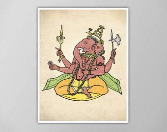 Ganesha Art Print - Elephant God Poster - Hinduism Wall Art - Yoga Studio Decor - Meditation Print - X-Large Size Options!