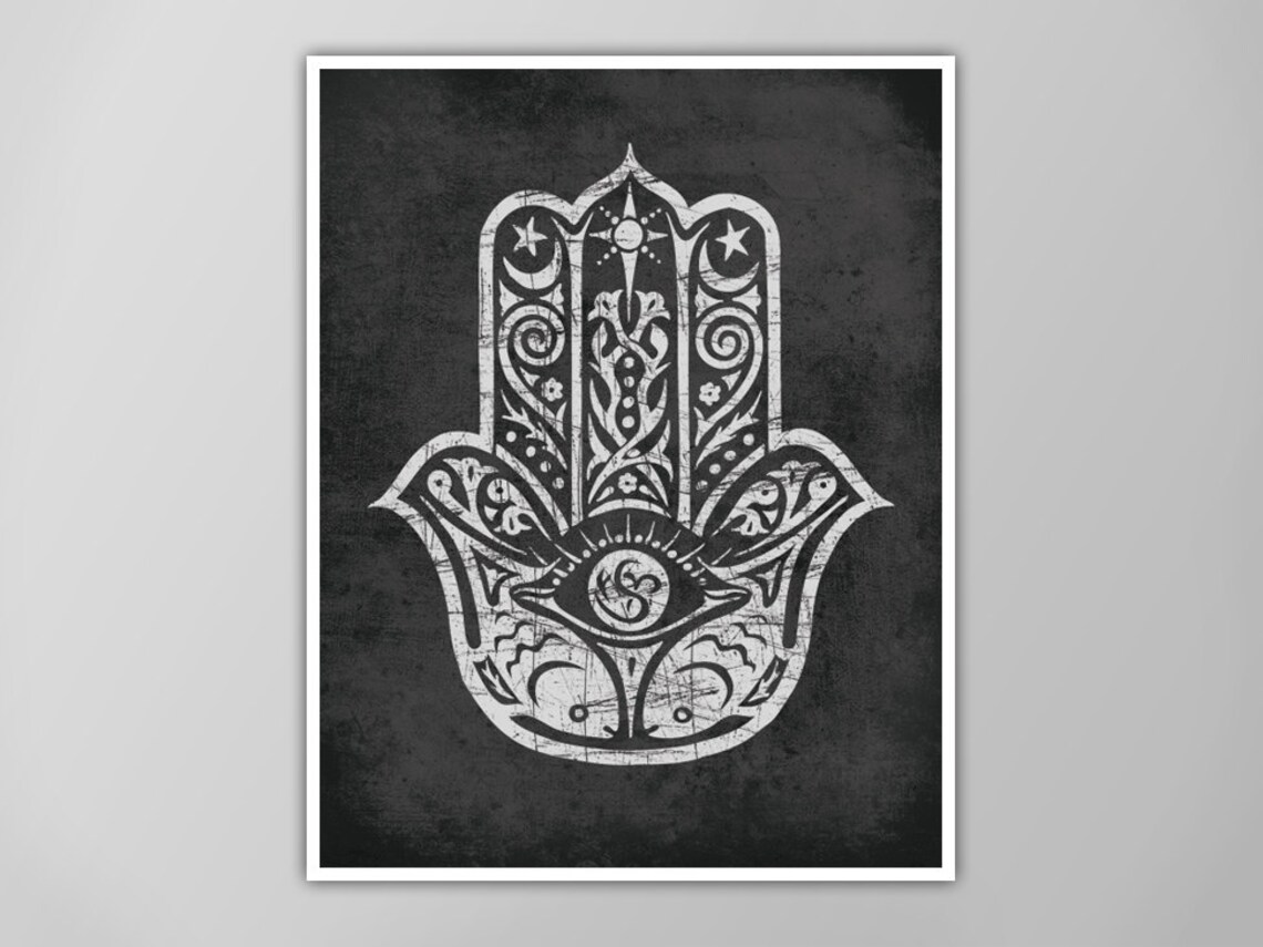 Black Hamsa Hand Poster Hamsa Art Print Hamsa Home Decor | Etsy