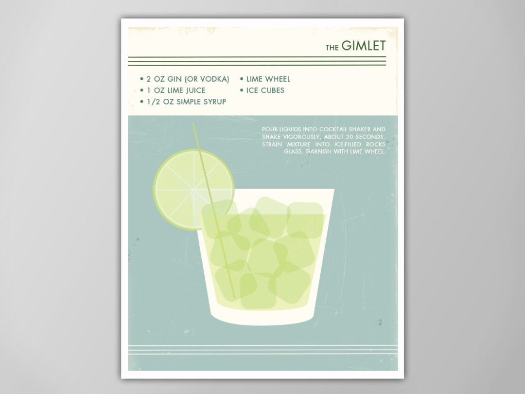 Gimlet Cocktail Art Print Food and Drink Decor Cocktail Wall Art Bar