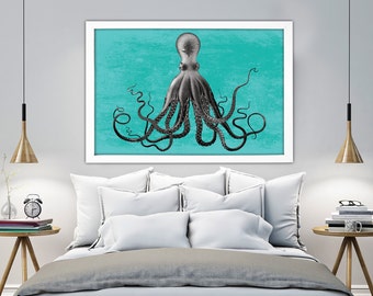 Lord Bodner Octopus - Nautical Art - Kraken Print - Vintage Octopus Poster - Large Wall Art - CUSTOM COLORS AVAILABLE