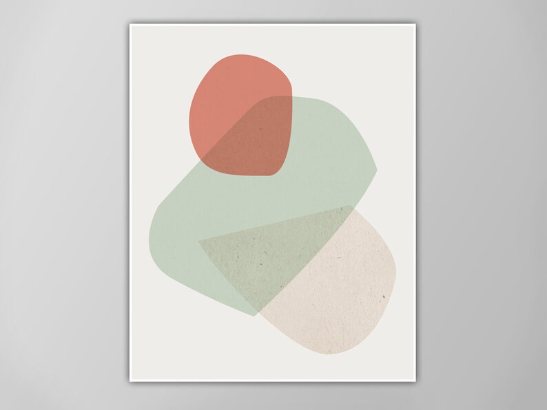 Minimalist Abstract Art Print Modern Art Muted Colors Abstract Shapes Wall Art Large Living Room Print Giclee Poster or Canvas image 1