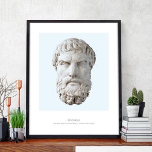 Portrait of Epicurus - Philosophy Wall Art - Epicurus Bust Art Print - Contemporary Home Decor - Giclee or Canvas!