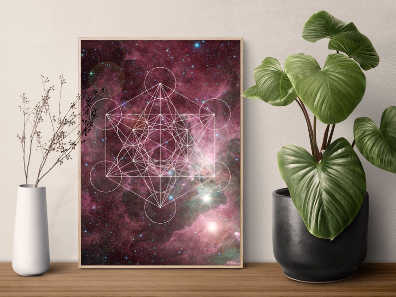 Sacred Geometry Print The Flower of Life Nebula Poster Galaxy Art Giclee or Canvas image 4