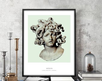 Portrait of Medusa - Mythology Art Print - Medusa Bust Poster - Modern Home Decor - Custom Colors Available!