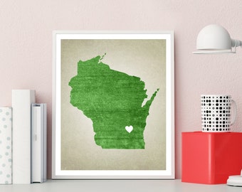 Wisconsin Wall Art - State Map Print - Hometown Poster - Fully Customizable!