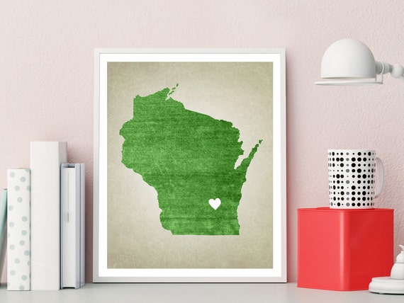 Wisconsin Wall Art State Map Print Hometown Poster Fully - Etsy