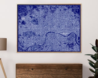 London Map Art Print - vintage Map Reprint - Blueprint City Streets Map Poster - X-Large Sizes Available et Five Color Styles