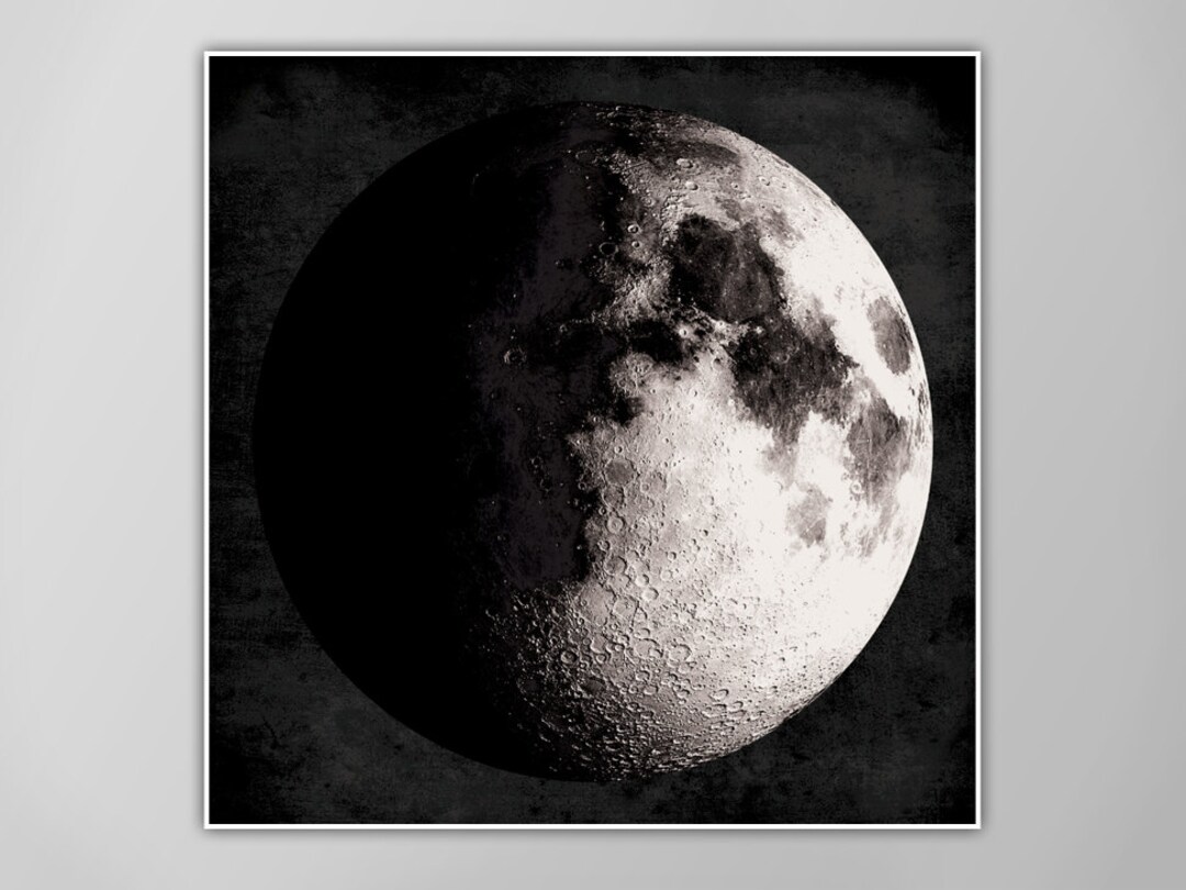 Giant Moon Poster - Moon Art Print - Outer Space Wall Art - Black and ...