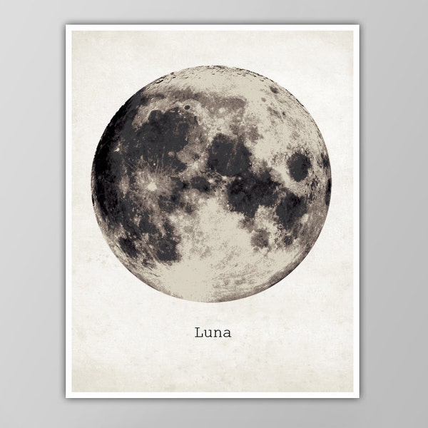 Giant Moon Poster - Luna Moon Art Print - Galaxy Wall Art - Super Moon Print - Astronomy Decor - Giclee or Canvas!