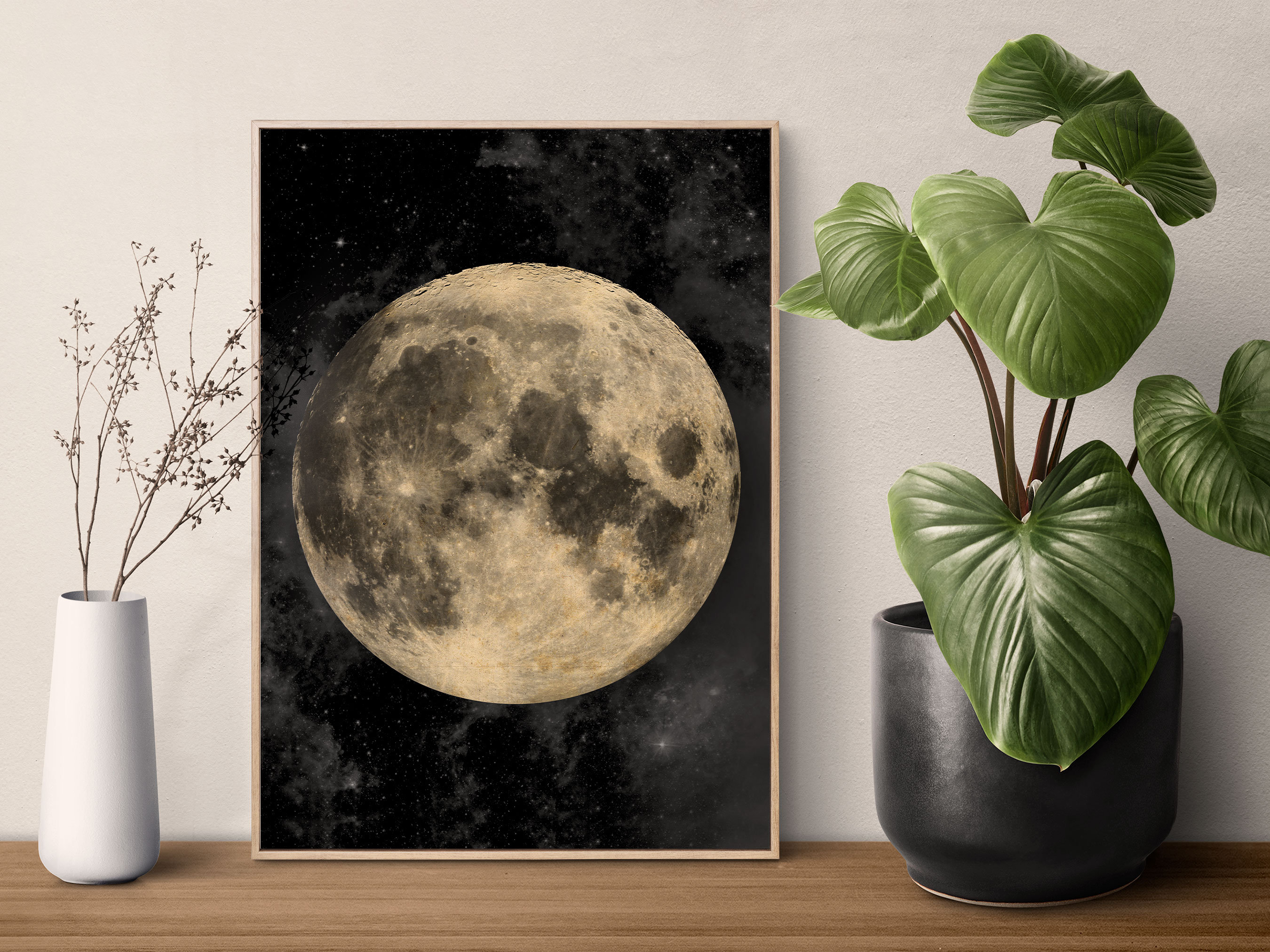 Moon Art Print Giant Full Moon Poster Galaxy and Space - Etsy
