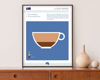 Flat White Art Print - Coffee Poster - Kitchen and Dining Decor - Food and Drink Art - Coffee Bar Wall Art - Multiple Sizes Available!