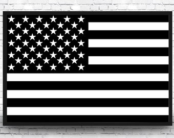 Black and White American Flag Art Print - USA Flag Poster - Vertical or Horizontal - Bold Home Decor - Giclee or Canvas!