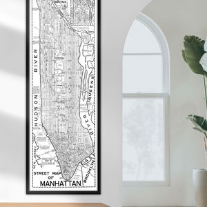 Manhattan Street Map Art Print - 1945 Vintage Map Reprint - New York City Blueprint Map Poster - X-Large Sizes Available!