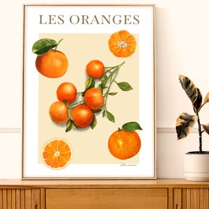 Les Oranges Poster - Fruit Market Print - Farmer&#39;s Market Art - Citrus Sign - Kitchen Decor - Botanical Wall Art
