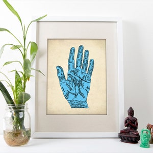 Palmistry Hand Art Print  - Vintage Palmistry Hand Reprint - Occult Decor - Fortune Telling Wall Art - Psychic Poster - Custom Color Option!